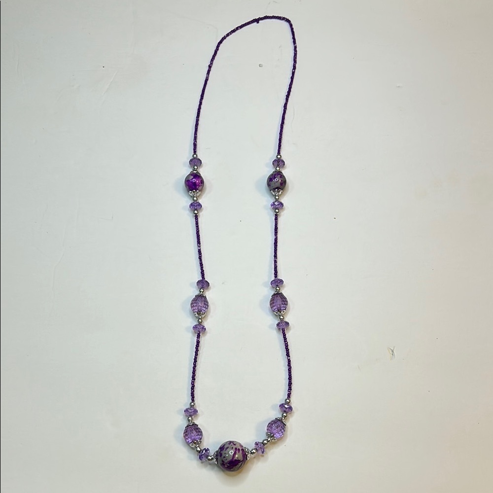Purple acrylic Beaded Necklace